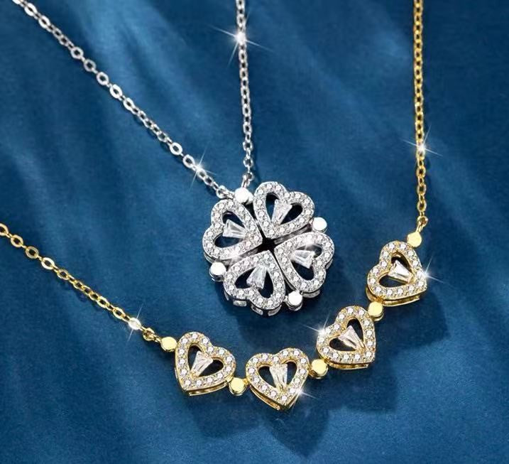 Collar trébol de corazones